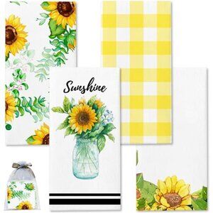 Sunny Sunflower Dish Towels Decorative Tea Towels for Kitchen